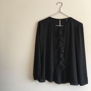 Flounce Front Chiffon Blouse